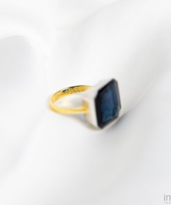 Peacock Blue Gem Drop Ring, Two-Tone 5 1.3