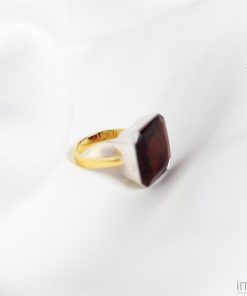 Pomegranate Red Gem Drop Ring, Two-Tone 5 2.4