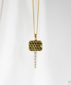 Clear Stone Chabi Key Pendant, Gold 5 23