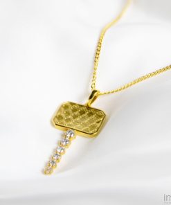 Clear Stone Chabi Key Pendant, Gold