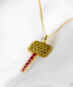 Red Stone Chabi Key Pendant, Gold