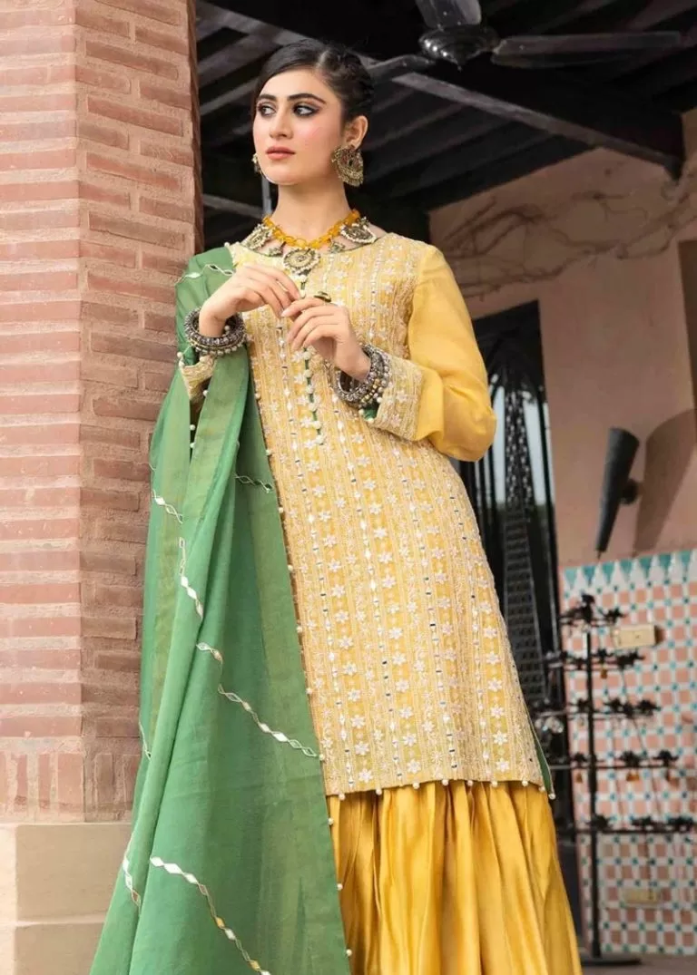 Yellow & Green Gharara Outfit Evening Wear IMADA2021Y - Imani Studio