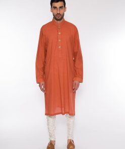 Men's Cotton  Kurta Burnt Orange ANMN-208KO