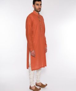 Men'S Cotton Kurta Burnt Orange Anmn-208Ko 4 Anorangekurtaa