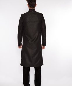 Black With Purple Classic Fit Sherwani Edim-221Bp 5 Blkpurplec
