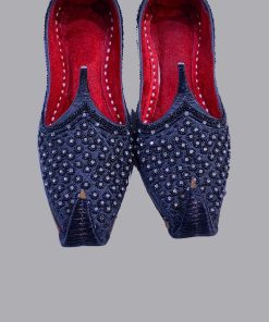 Black Stone Encrusted Khussa, Shoes, IMKS108BLK