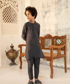 BOYS 2PC KURTA TROUSERS CHARCOAL SUIT IMIST-35CH