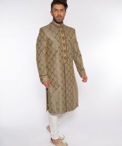 Grey Jamawar Classic Fit Sherwani Edim-288Gj 5 Greyjamawara