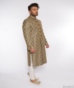 Grey Jamawar Classic Fit Sherwani Edim-288Gj 6 Greyjamawarb
