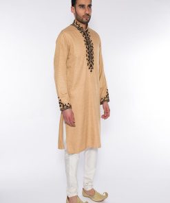 Hsy Men'S Karandi Jamawar Kurta Gold Hsyk-177Gd 4 Hsygoldkurtaa