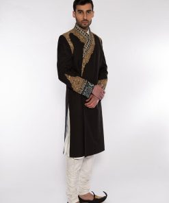 HSY Black Angrakha Sherwani SHYS-187BA