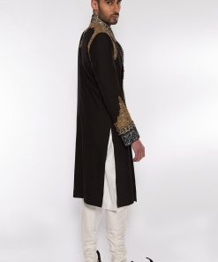 Hsy Black Angrakha Sherwani Shys-187Ba 7 Hsywrapc