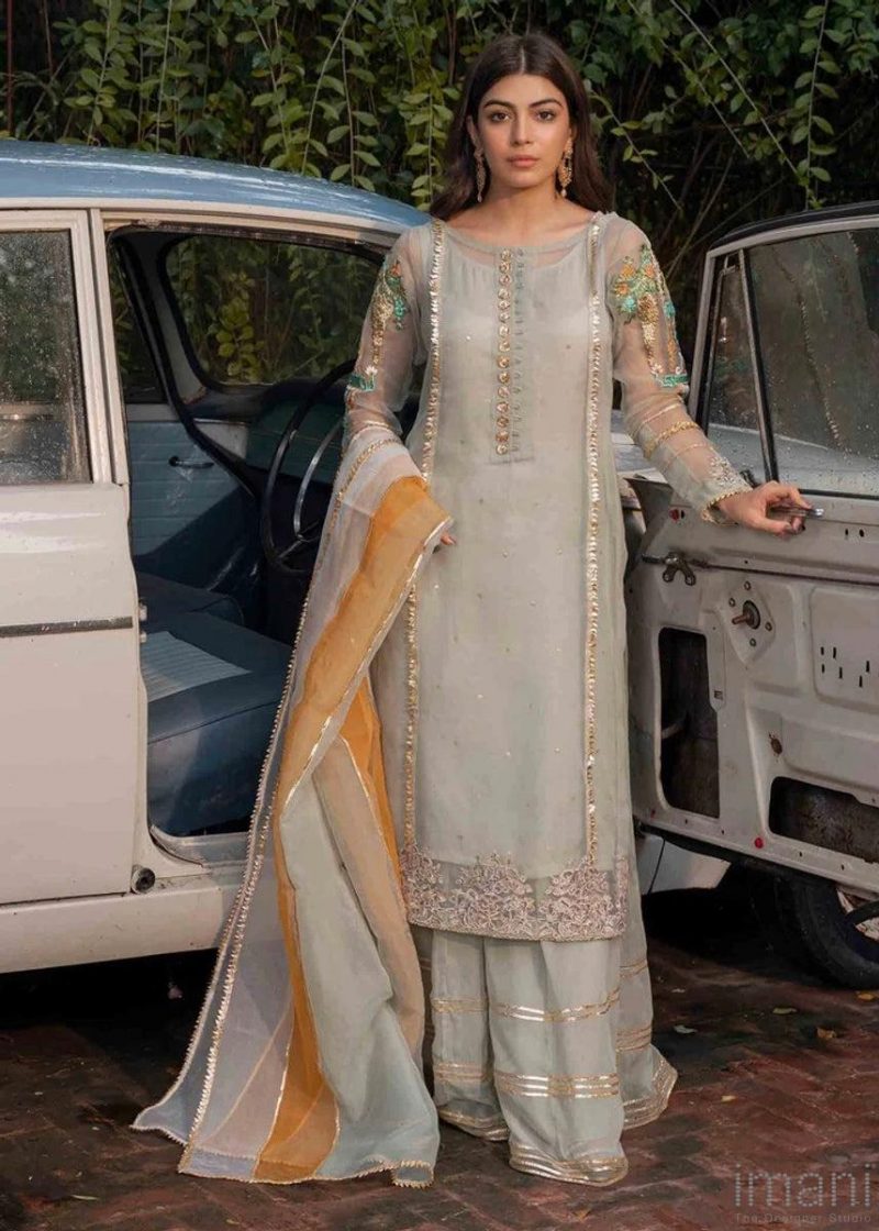 Imani Luxury Pret Evening Wear Outfit -Light Grey Imhem20224G