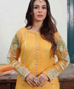 Imani Luxury Pret Evening Wear Outfit - Saffron Imhem20221S 6 Lotusoutfitsaffronb