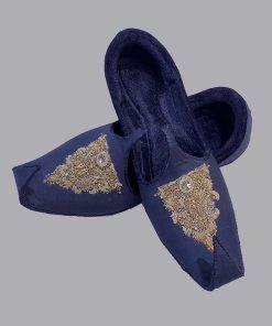 Black Raw Silk Groom Khussa, Shoes, Mnks104Blk 5 Mnblkgold10B