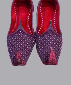 Maroon Stone Encrusted Khussa, Shoes, IMKS107MRN