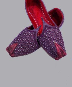 Maroon Stone Encrusted Khussa, Shoes, Imks107Mrn 5 Maroonstone10B