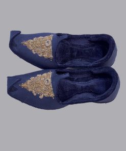 Black Raw Silk Groom Khussa, Shoes, Mnks104Blk 4 Mnblkgold10A