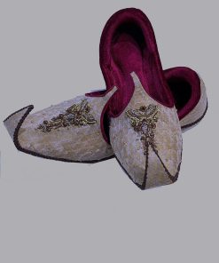 Gold Jamawar Groom Khussa, Shoes, Mnks101Gld 5 Mngold10B