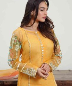 Imani Luxury Pret Evening Wear Outfit - Saffron Imhem20221S 9 Saffron5