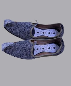 Silver/Black Tilla Traditional Khussa, Shoes, Imks111Slb 4 Silverblk10A