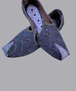 Silver/Black Tilla Traditional Khussa, Shoes, Imks111Slb 5 Silverblk10B