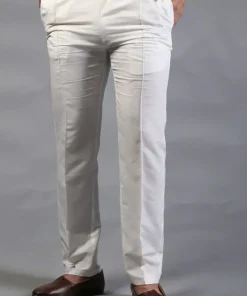 Basic Cotton Silk Off-White Slim Fit Pant / Trousers Aaim06Bx474 7 Aaim06Bx474 Imanistudio.com