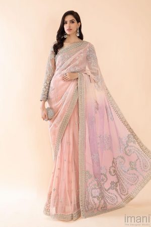 Maria.B Evening Wear Mbroidered Saree Pink/Lilac MBDS-2404PL