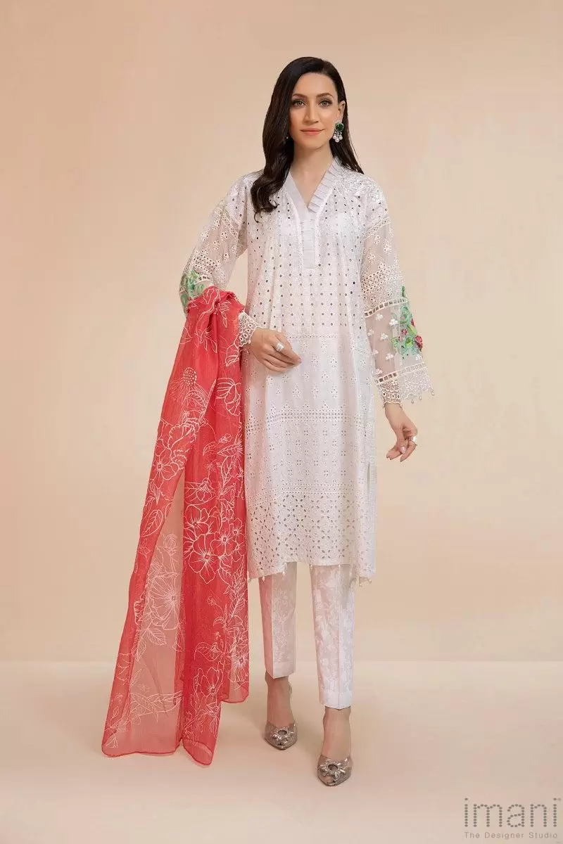 Maria.b Summer Lawn Suit White Mbds-2204Aw