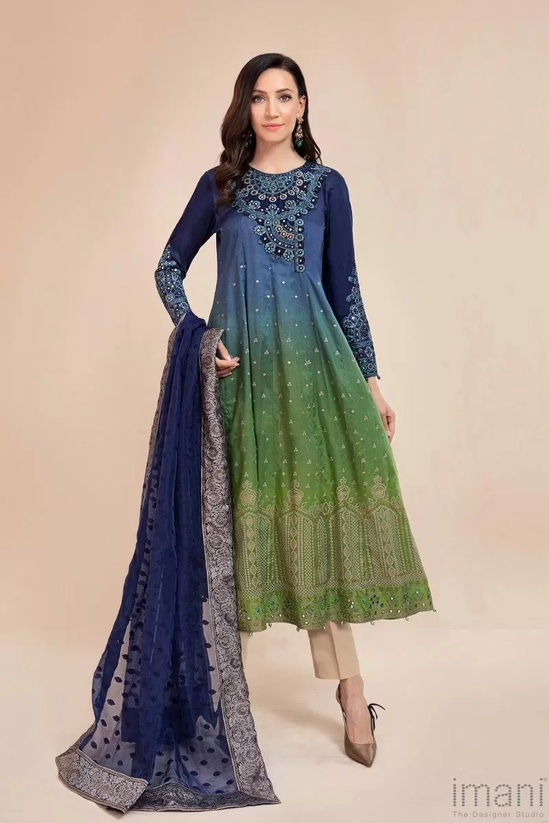 Maria.b Summer Lawn Suit Shaded Blue Green Mbds-2205Bg