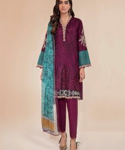 MARIA.B SUMMER LAWN SUIT PLUM MBDS-2214BP