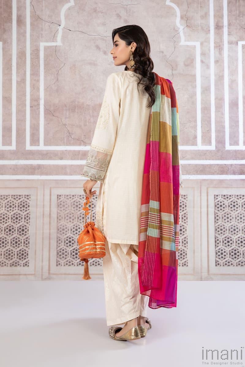 Maria.b Casual Wear Shalwar/Kameez Off-White Mbdw-Pf22-17Ow