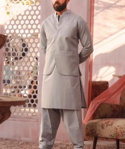 3PCS MEN'S SHALWAR KAMEEZ SILVER STAR IMIST05-LIGHT GREY