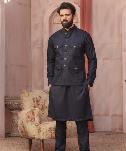 3PCS Men’s Wear Straight Pants Suit Emir IMIST07-NAVY