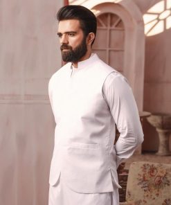 3PCS Men’s Shalwar Kameez Silver Star IMIST05-EGG WHITE