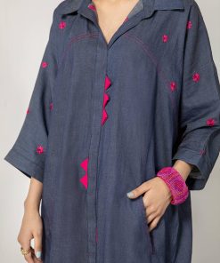 Casual Wear Tunic/ Shirt Blue Mb-Ss21-183D 7 Mb Ss21 183 Blued