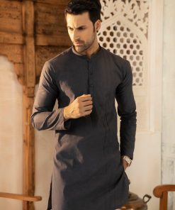 2Pc Men'S Kurta And Pants Charcoal Grey Suit Imist-34Ch 5 Navy34