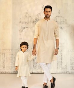 Boys 2Pc Kurta Trousers Creme Suit Imist-37Cm 3 Offwhite32A