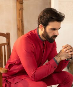 2Pc Men'S Kurta And Pants Stitched Red Suit Imist-26Rd 8 Red1Resize