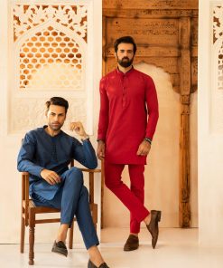 2Pc Men'S Kurta And Pants Stitched Red Suit Imist-26Rd 9 Red6Resize