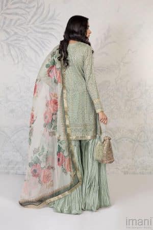 Maria.b Evening Wear Sea Green Gharara Suit Mbsf-Pf22-01Sg