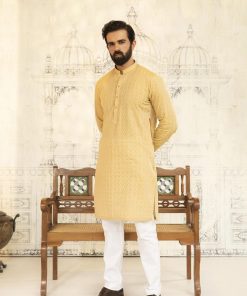 1PC Men’s Wear Self-Jacquard Kurta IMIST31-Mustard