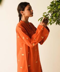 Zara Shahjahan Basic Cotton Kurta Orange Zszkt-1159 9 Zkt 1159B Imanistudio.com 1