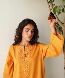 Zara Shahjahan Basic Cotton Kurta Mustard Zszkt-1177 11 Zkt 1177B Imanistudio.com 1