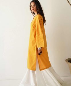 Zara Shahjahan Basic Cotton Kurta Mustard Zszkt-1177 9 Zkt 1177D Imanistudio.com 1
