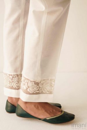 Zara Shahjahan Cotton Trousers White Zsztr-1723