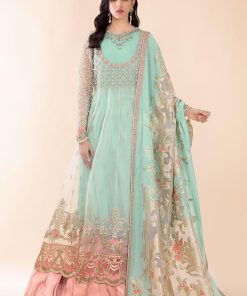 Maria.B Evening Wear Mbroidered Suit White Aqua & Peach MBDS-2408 WP