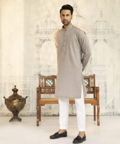 1PC Men’s Wear Self-Jacquard Kurta IMIST36-Milky Coffee