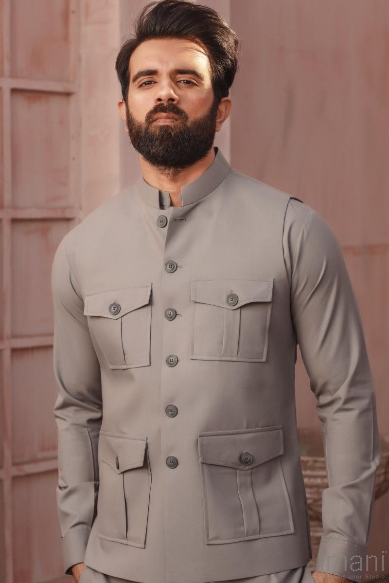 Men’s Wear Poly / Viscous Waistcoat Emir Imist07W-Mid Grey