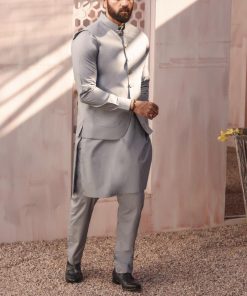 2Pcs Men’s Shalwar Kameez Wasf Imist04A-S-Grey 8 Ist 04 Silverb.imanistudio.com Imanistudio.com